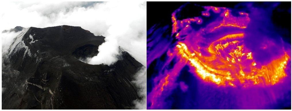 Sobrevuelo a los volcanes Tungurahua y Sangay el 5 de noviembre de 2015