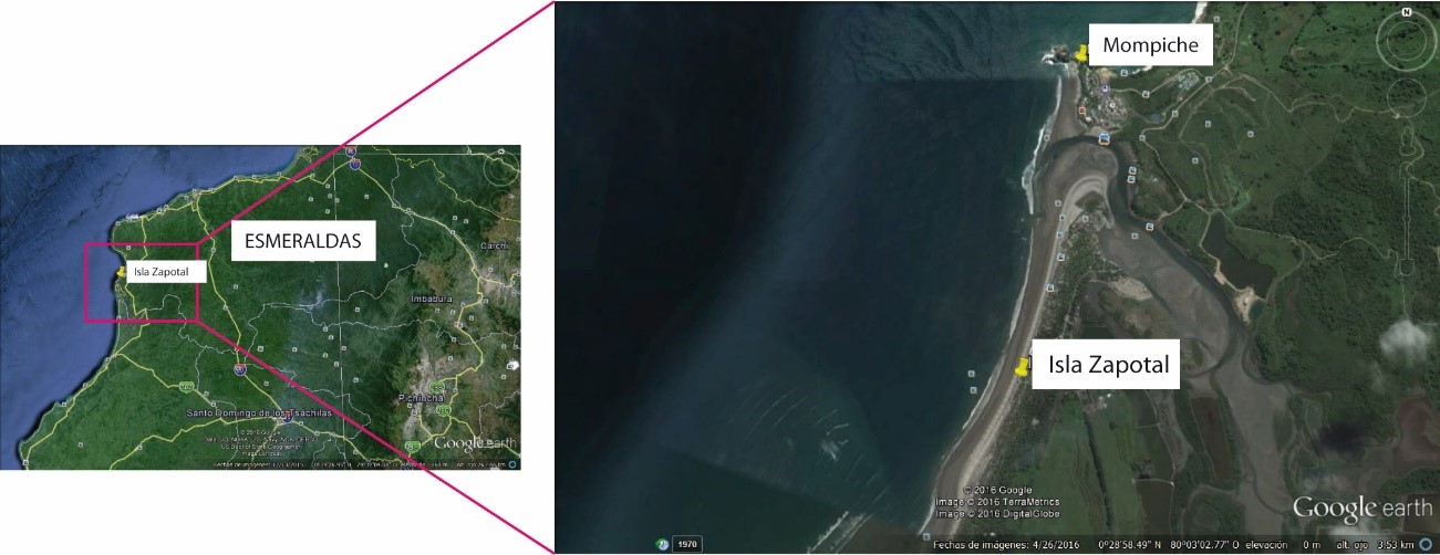Trabajo de campo, medición con GPS móvil de alta precisión en la Isla Zapotal